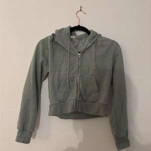 Brandy Melville / John Galt Green Cropped Zip-Up Hoodie